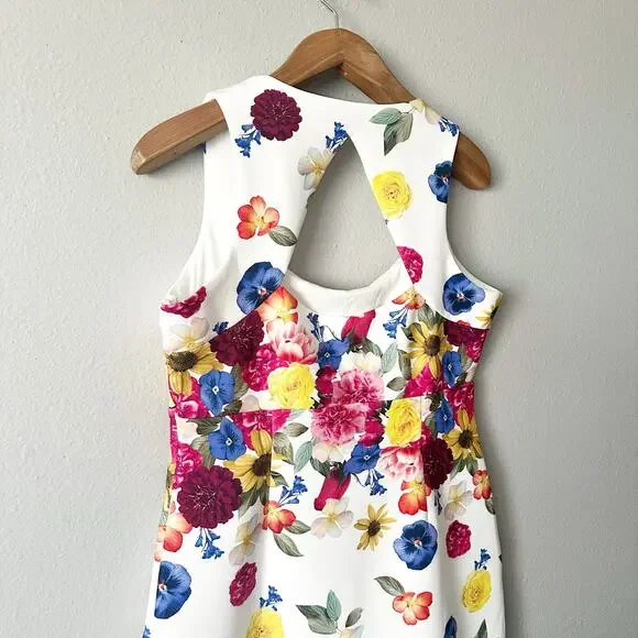 Boston Proper Garden Of Eve Print Square-Neck Scuba Sheath Dress Women’s Size 14 - Picture 10 of 16